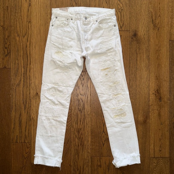 Polo Ralph Lauren Sullivan Slim Straight Jean in White Deconstructed 29 x 32 - Picture 13 of 13
